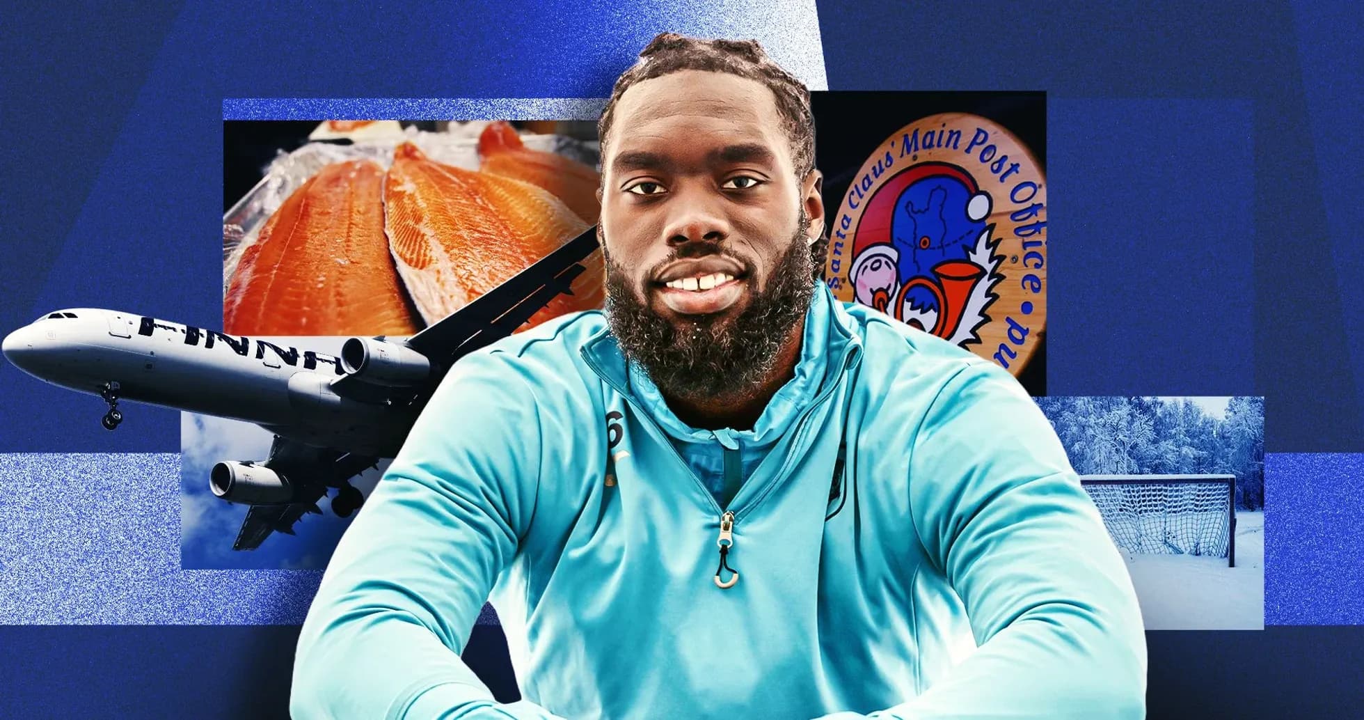 Athlete in blue hoodie with various background images Athlete in blue hoodie with various background images