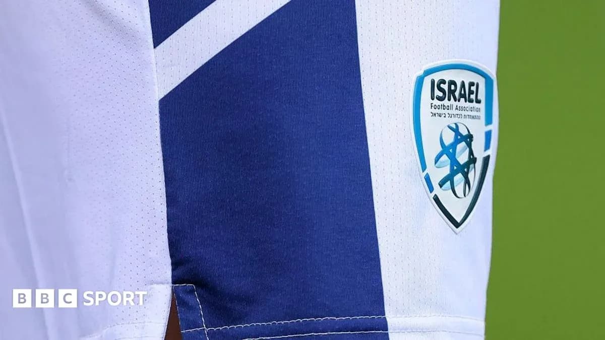 Close-up of Israel Football Association badge on jersey Close-up of Israel Football Association badge on jersey