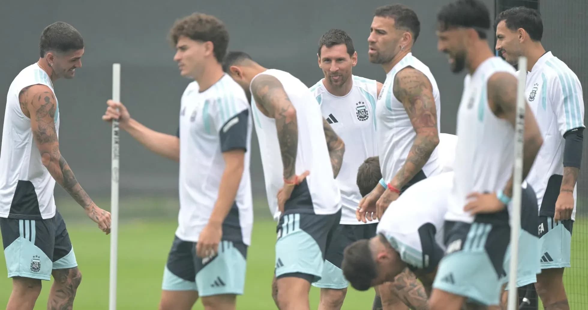 Argentina team training session with players interacting Argentina team training session with players interacting