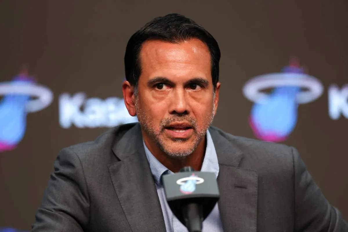 Coach speaking at Miami Heat press conference Coach speaking at Miami Heat press conference