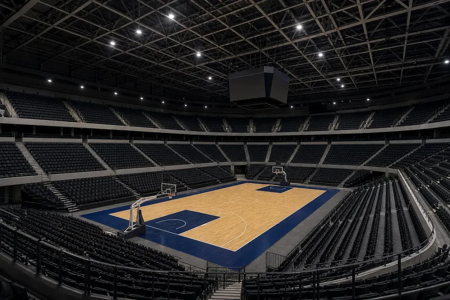 Empty basketball court in modern arena Empty basketball court in modern arena