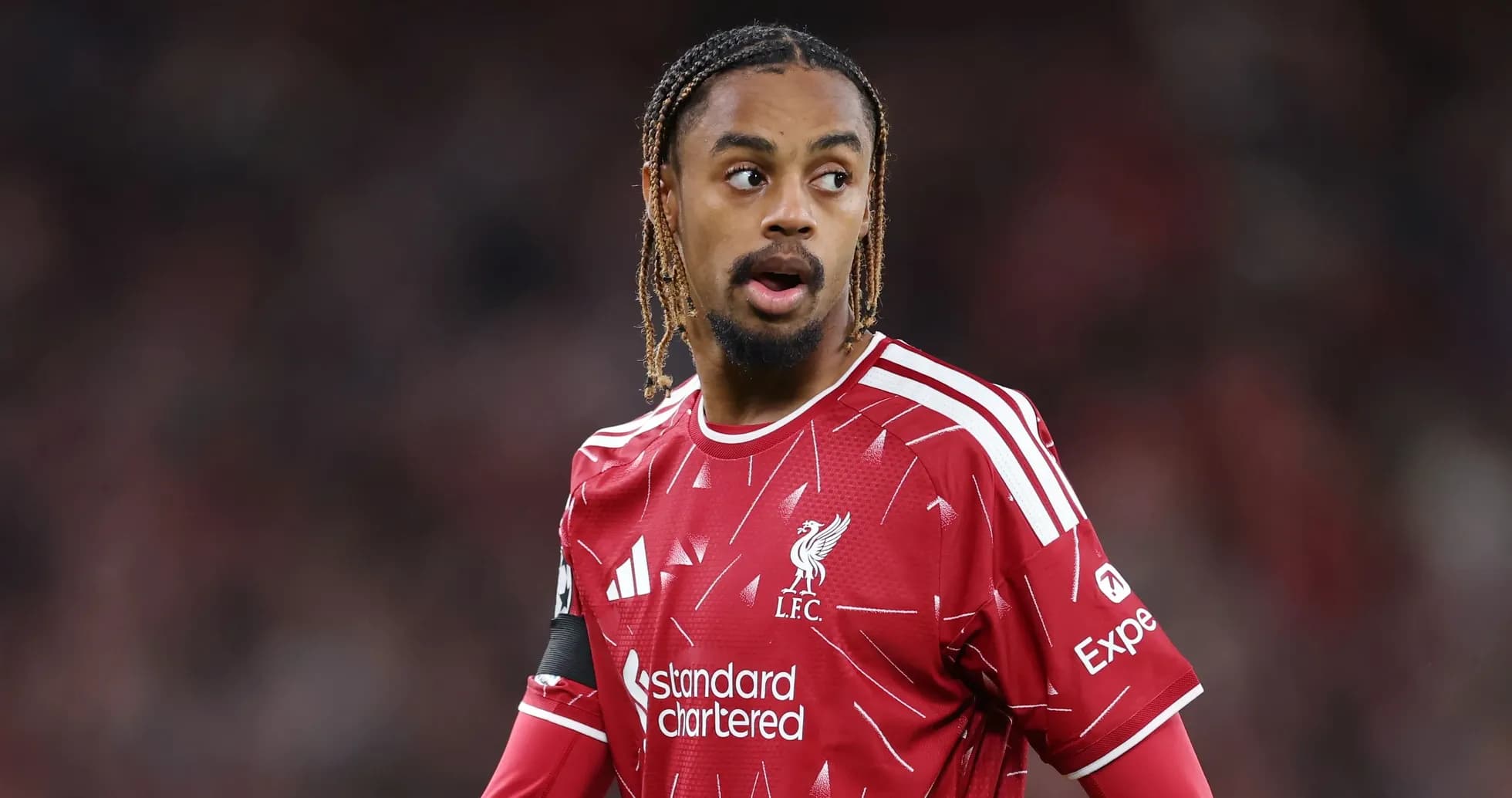 Player in red Liverpool jersey during match Player in red Liverpool jersey during match
