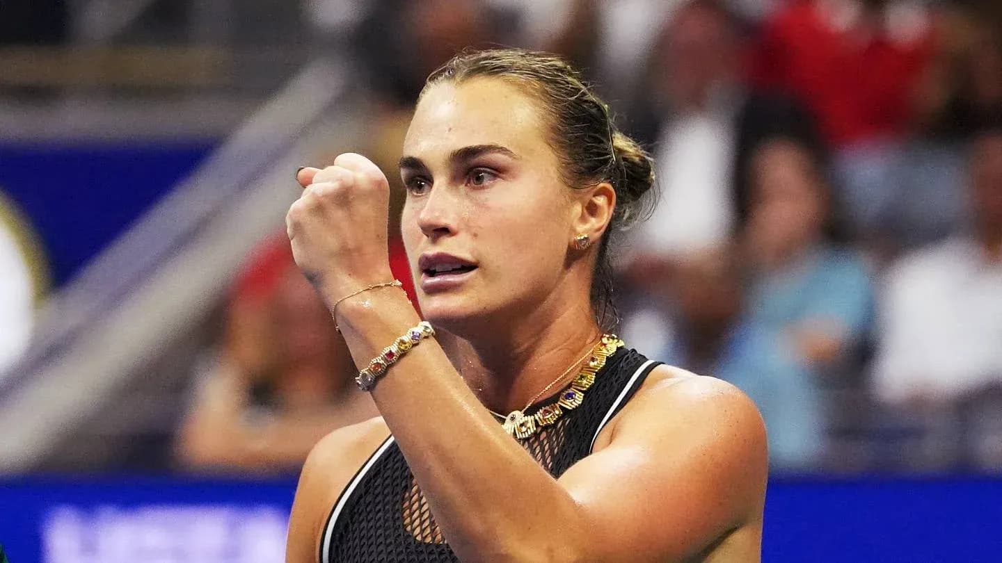 Tennis player celebrating a point during match Tennis player celebrating a point during match