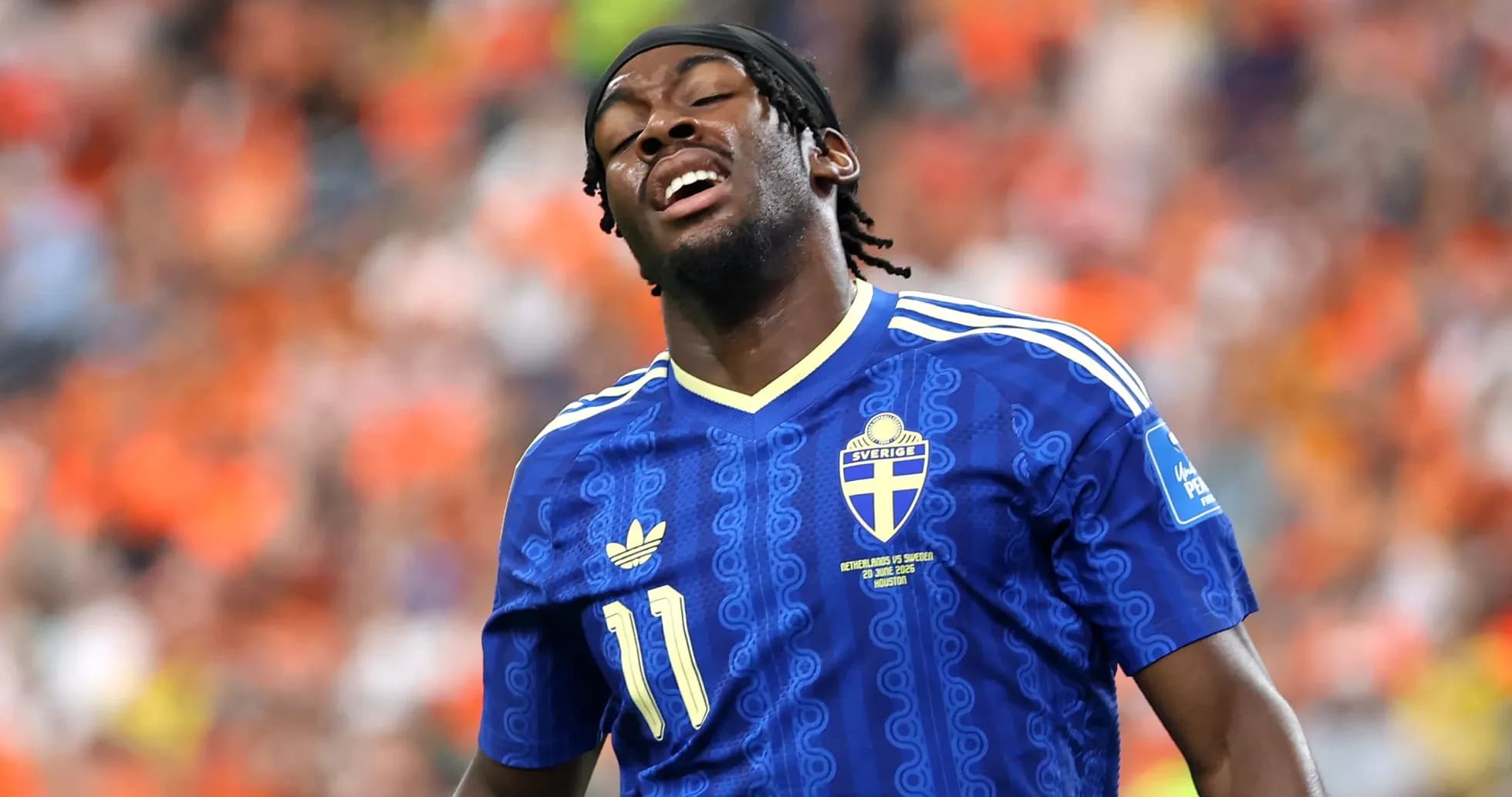 Player in blue Sweden jersey during match Player in blue Sweden jersey during match
