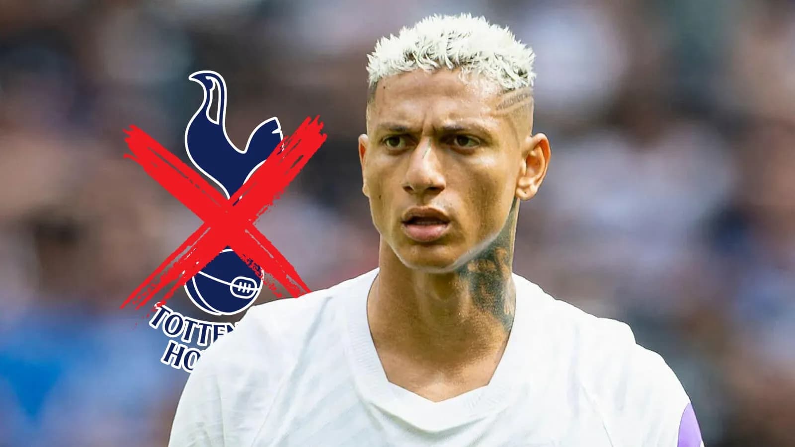 Player with bleached hair during match with logo crossed out Player with bleached hair during match with logo crossed out