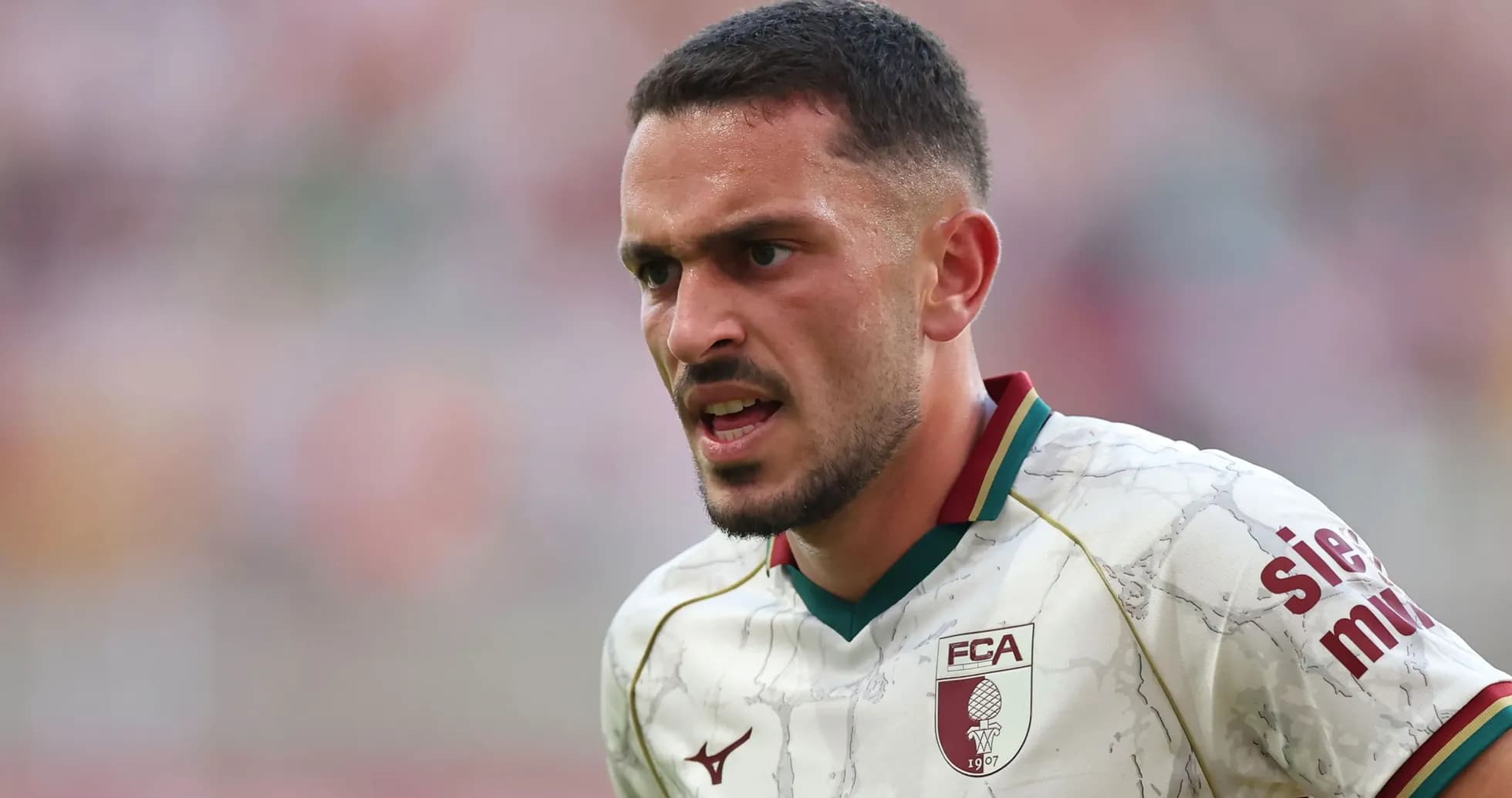 Player in intense expression wearing FCA jersey Player in intense expression wearing FCA jersey