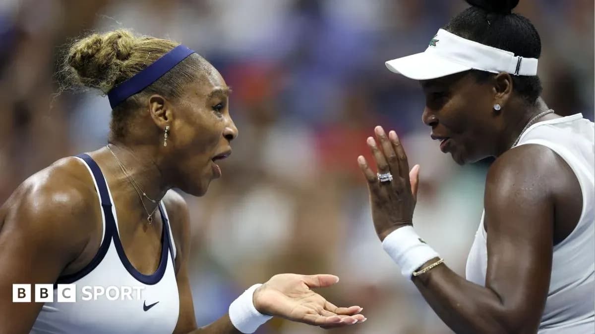 Serena and Venus Williams discussing during match Serena and Venus Williams discussing during match