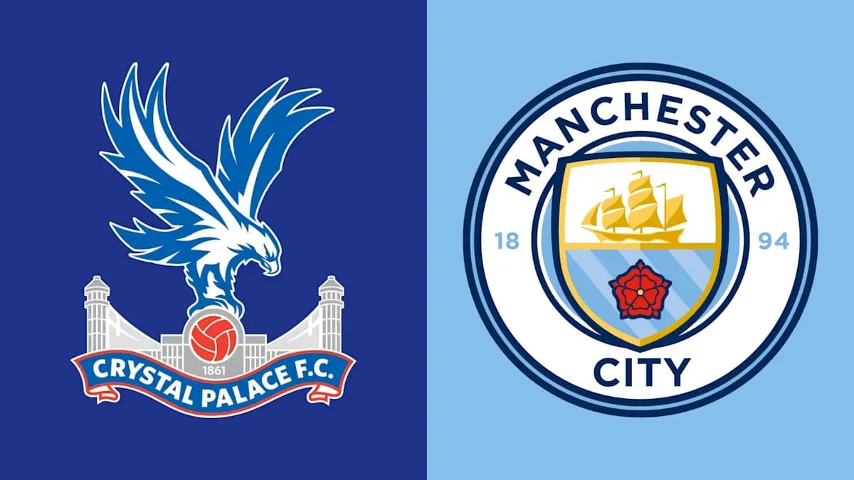 Logos of Crystal Palace and Manchester City football clubs Logos of Crystal Palace and Manchester City football clubs