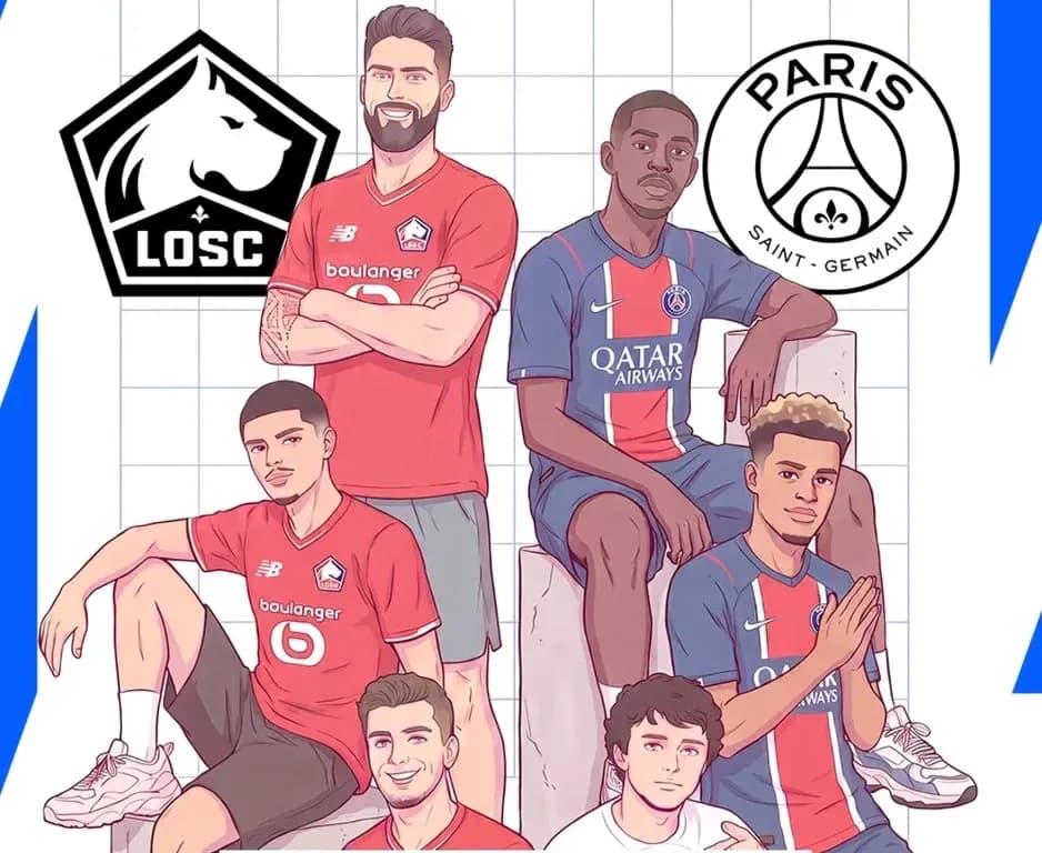 Cartoon players from LOSC and Paris Saint-Germain Cartoon players from LOSC and Paris Saint-Germain