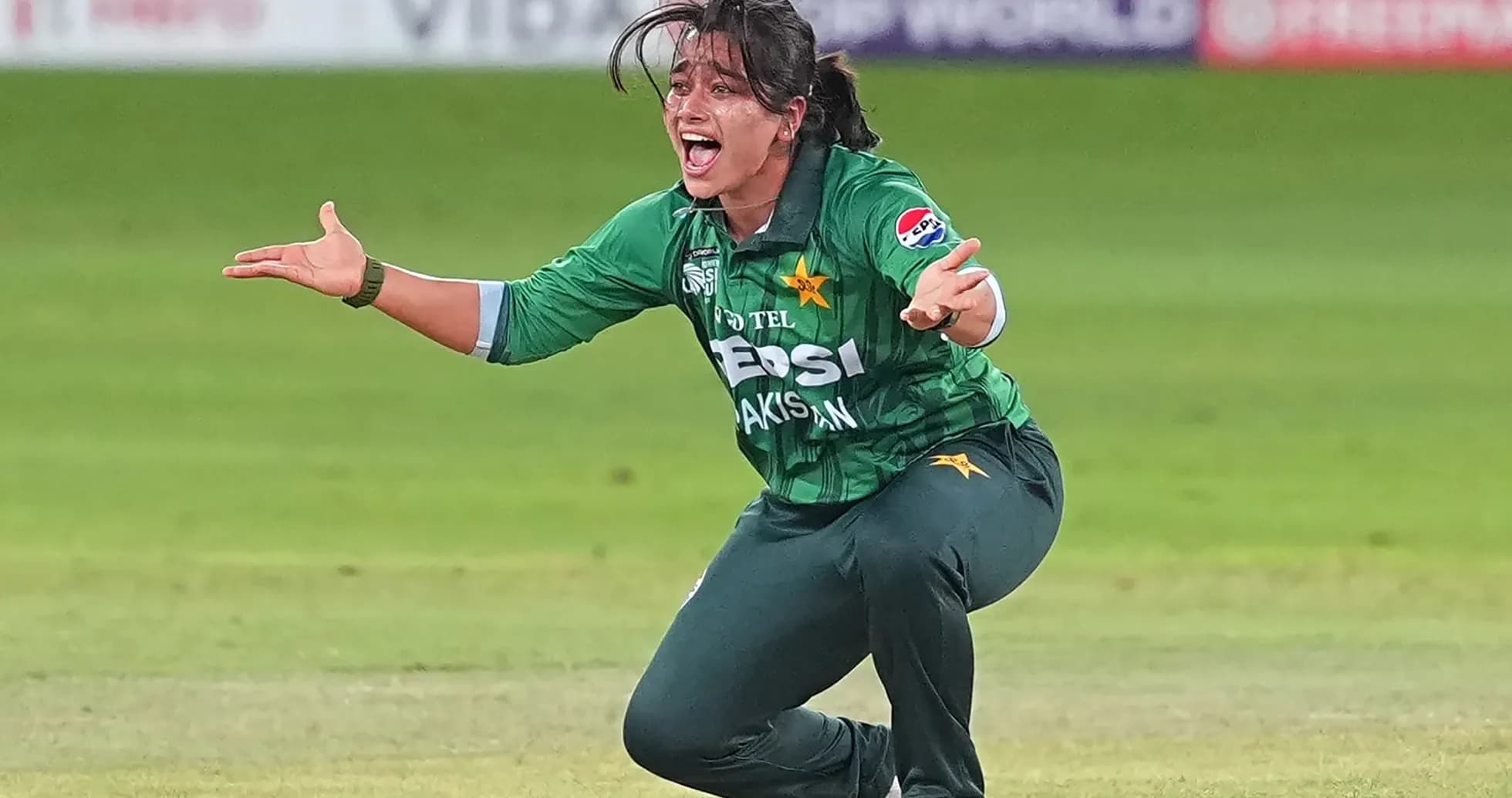 Cricketer appealing for a wicket during match Cricketer appealing for a wicket during match