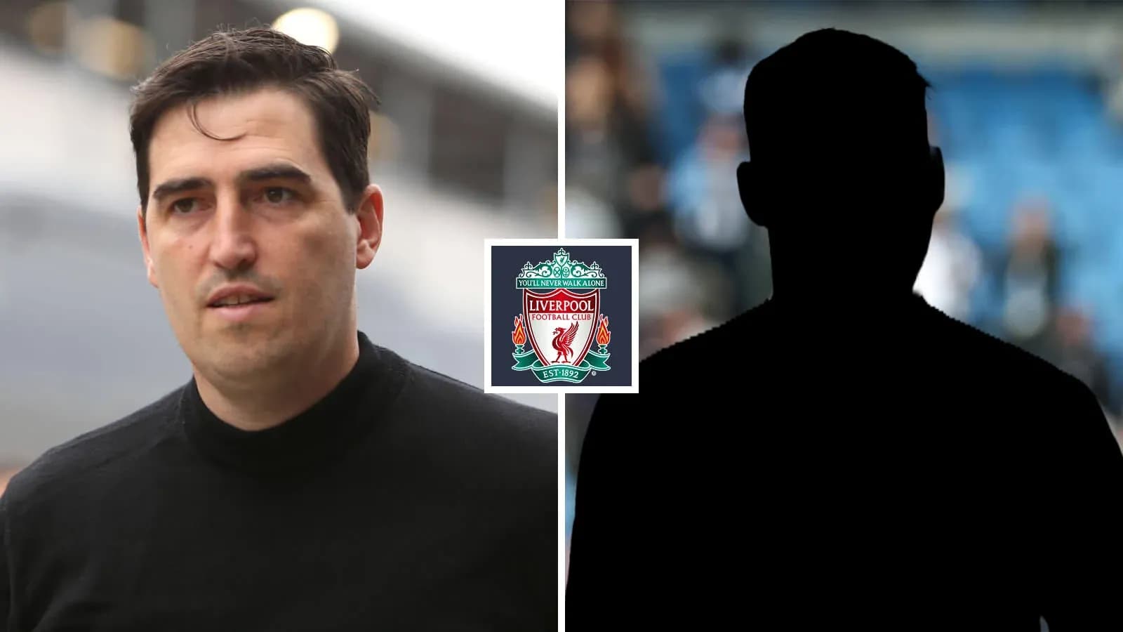 Person walking past Liverpool FC logo and silhouette Person walking past Liverpool FC logo and silhouette