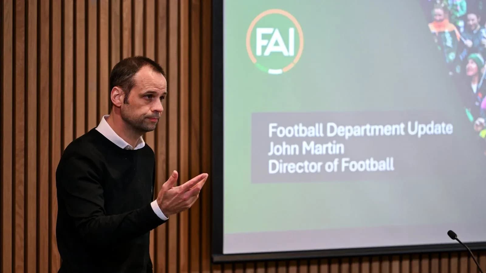 Director of Football presenting at FAI update event Director of Football presenting at FAI update event