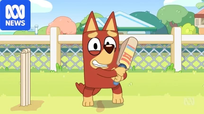 Animated character holding a cricket bat in backyard Animated character holding a cricket bat in backyard