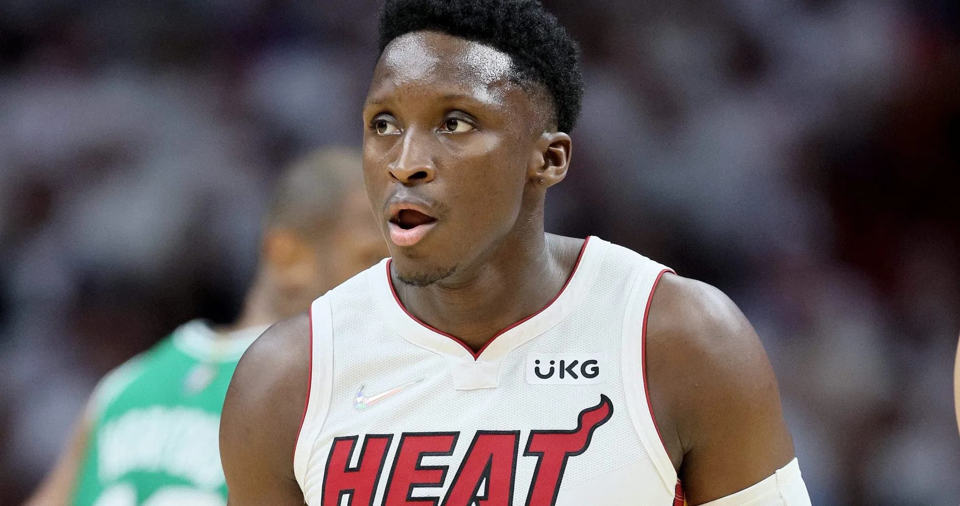 Player in Miami Heat jersey during game Player in Miami Heat jersey during game