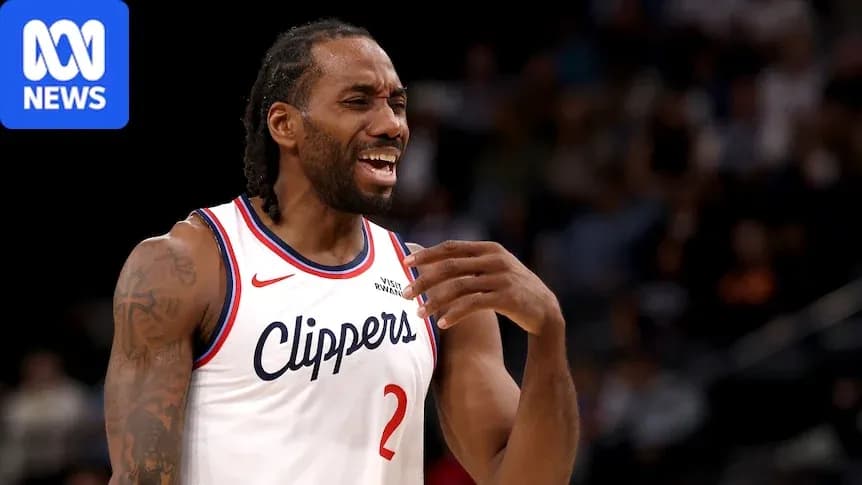 Kawhi Leonard reacting during a basketball game Kawhi Leonard reacting during a basketball game