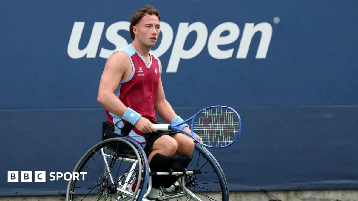 Wheelchair tennis player on court at US Open Wheelchair tennis player on court at US Open