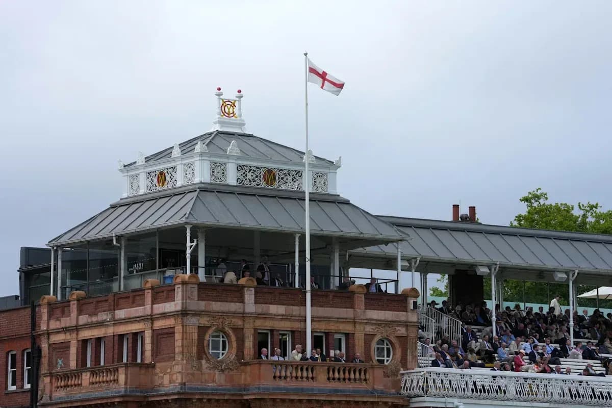 View of the Lord's Cricket Ground pavilion with spectators View of the Lord's Cricket Ground pavilion with spectators