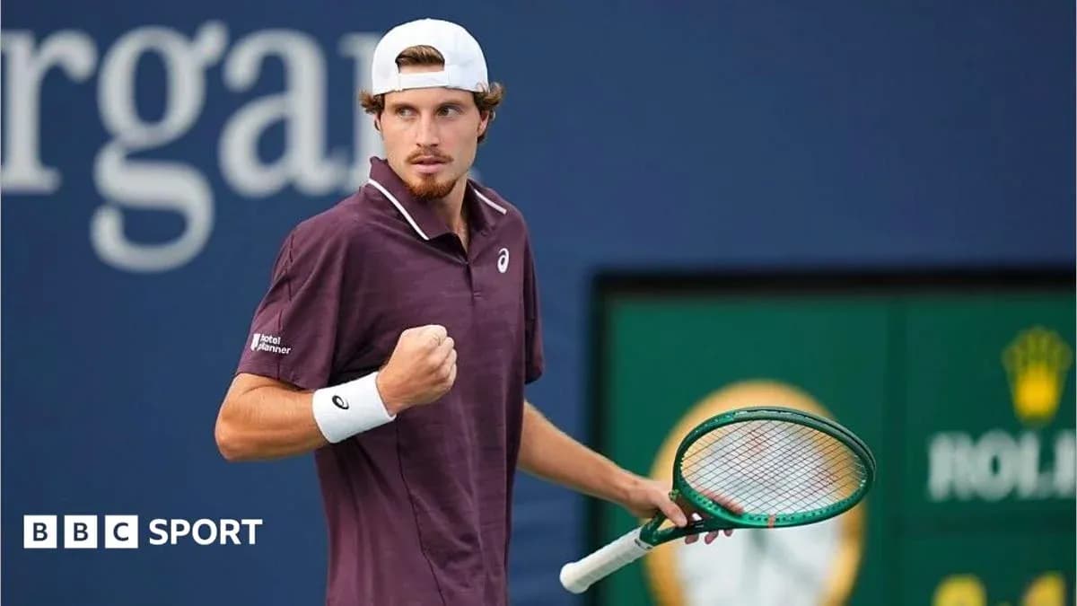 Tennis player celebrating during a match at court Tennis player celebrating during a match at court