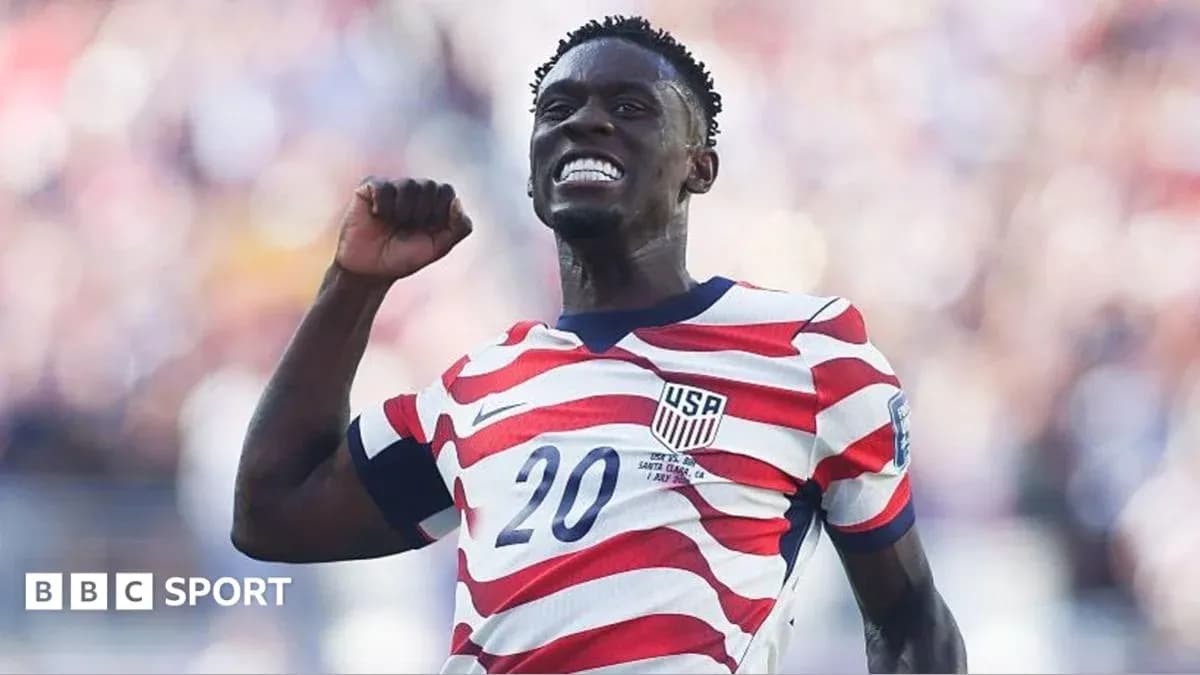 Player celebrating after scoring for USA team Player celebrating after scoring for USA team