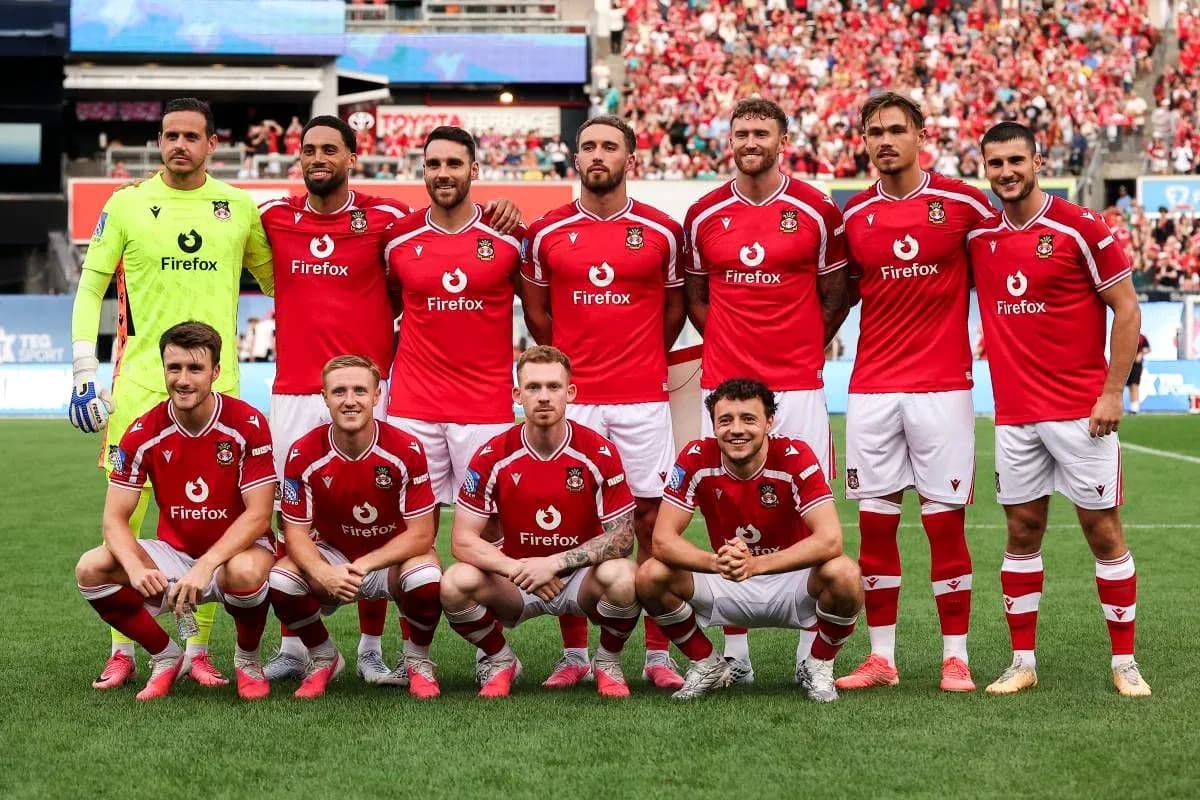 Wrexham FC team posing before a match Wrexham FC team posing before a match