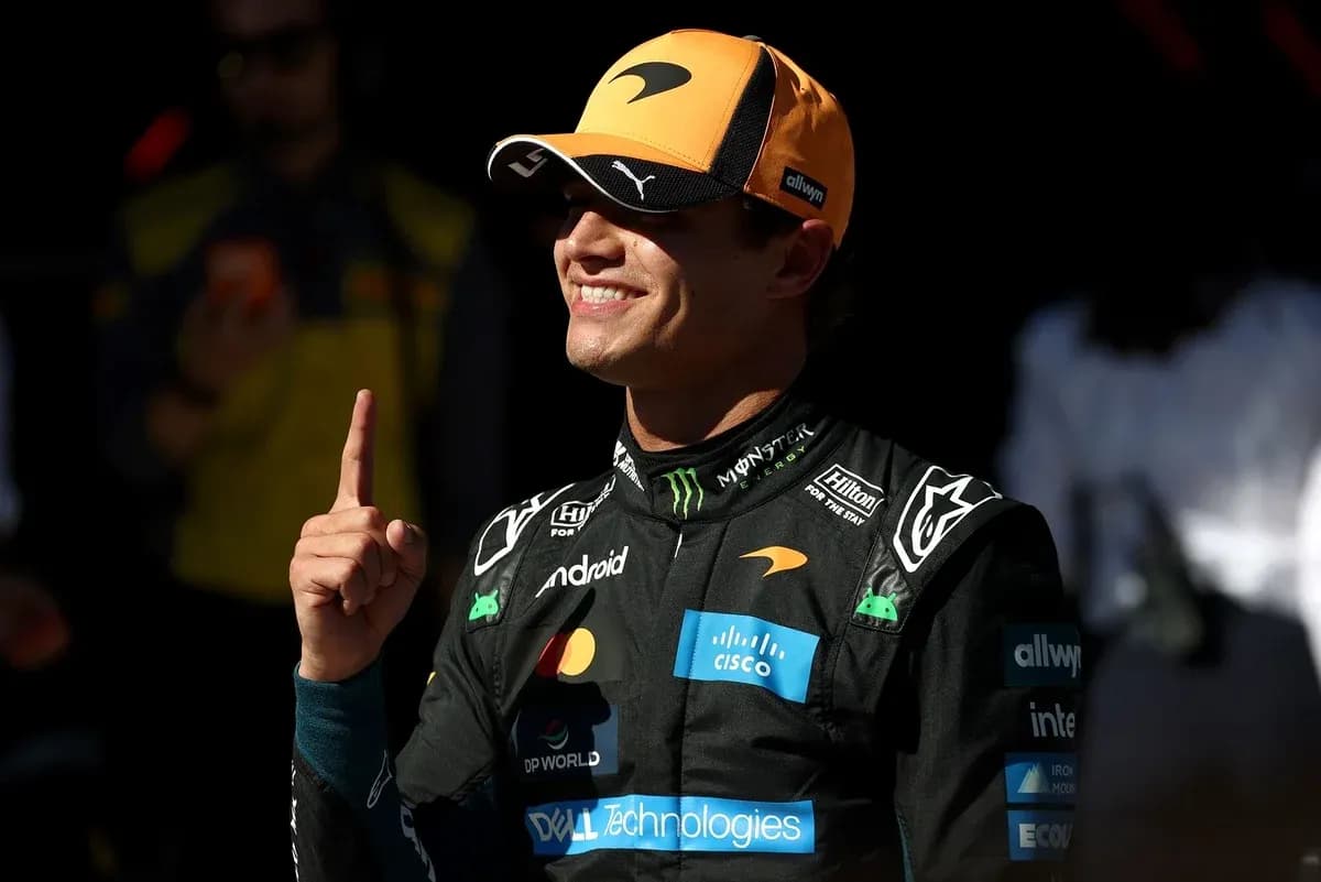 Driver celebrating with finger raised after qualifying Driver celebrating with finger raised after qualifying