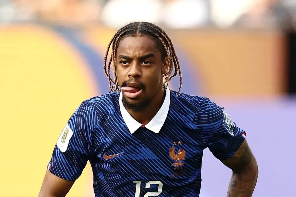 Player in France kit during football match action Player in France kit during football match action