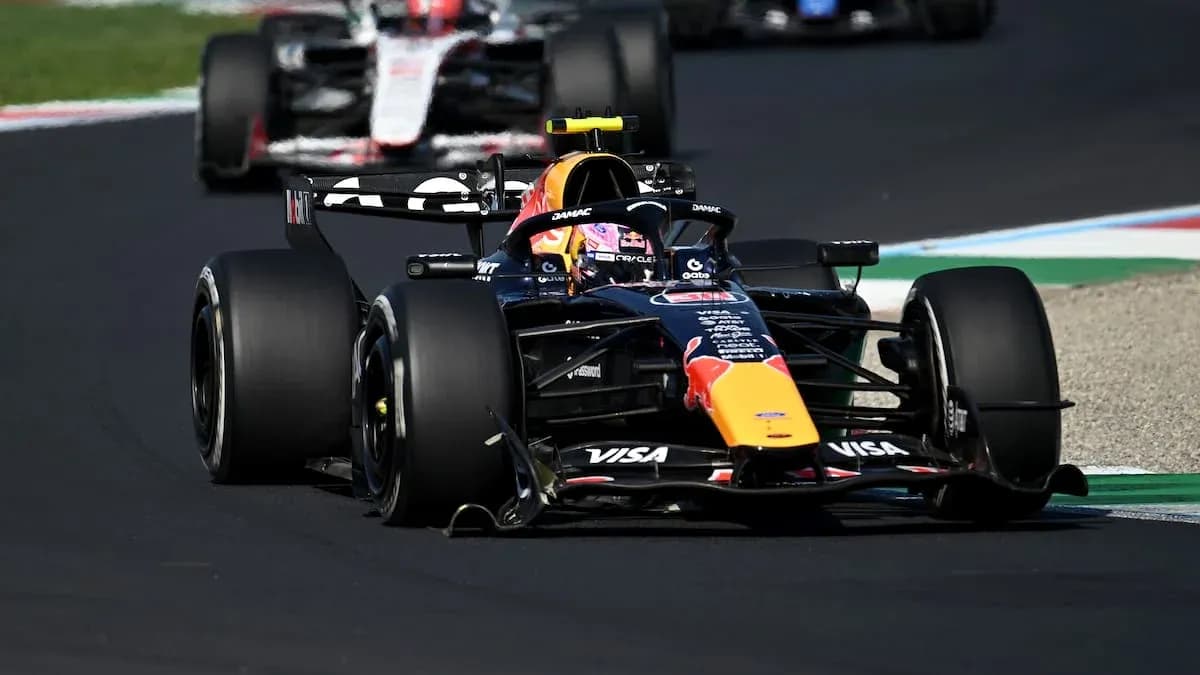 Red Bull Racing car navigating the track during race Red Bull Racing car navigating the track during race
